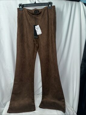 Truth Brown Suede-Look Flared women’s pant